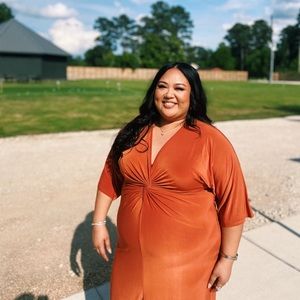 BOOHOO - RUST KIMONO MIDI WRAP DRESS - SIZE 20